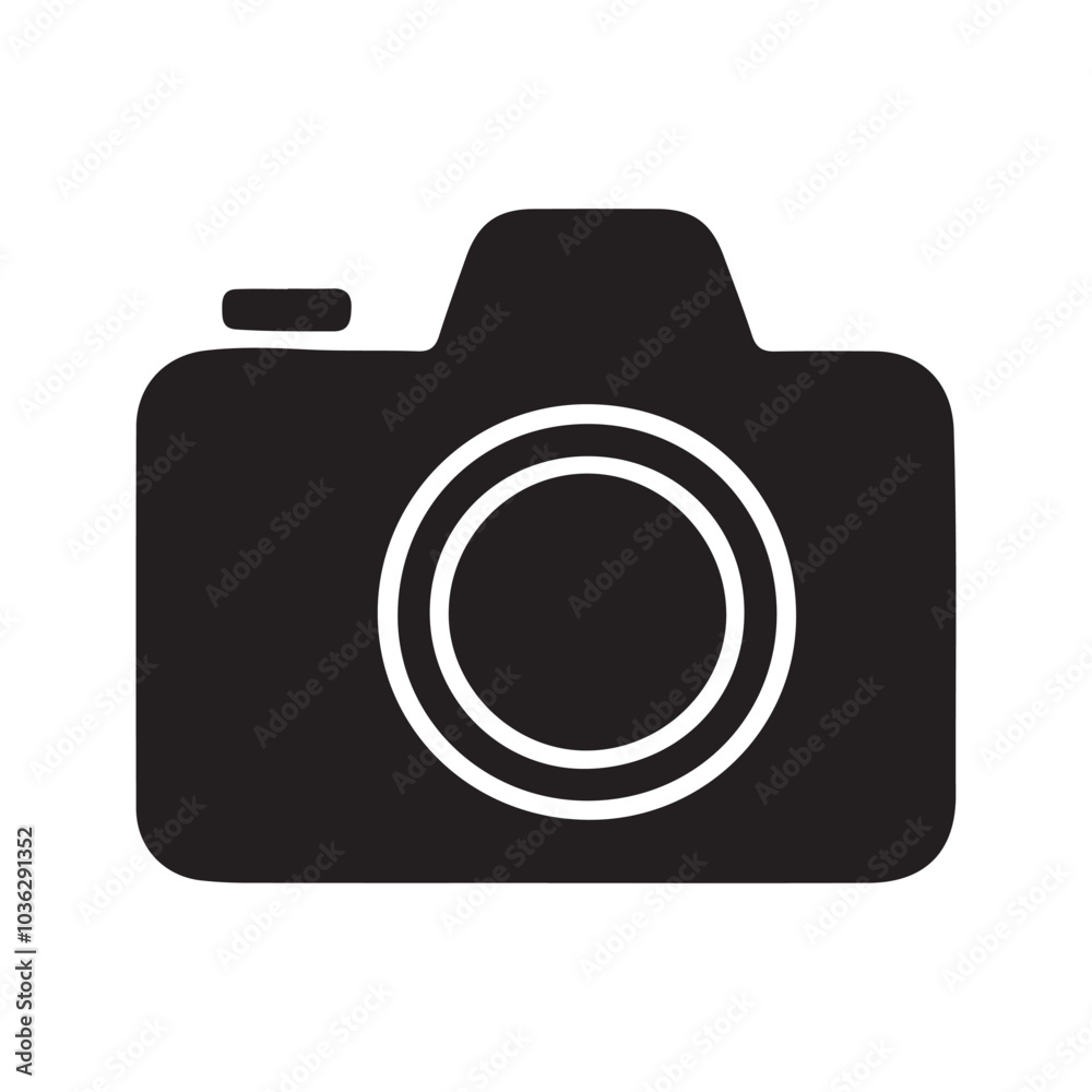 Black Camera icon vector art illustration on white background Black Camera icon vector art illustration on white background