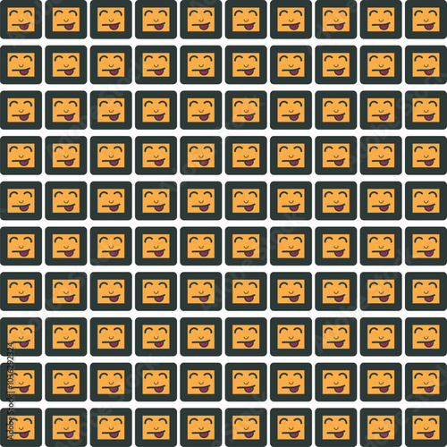 Square cartoon yellow faces stick out their tongues.