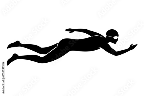 Swimming in Action | isolated vector silhouette illustration on white background