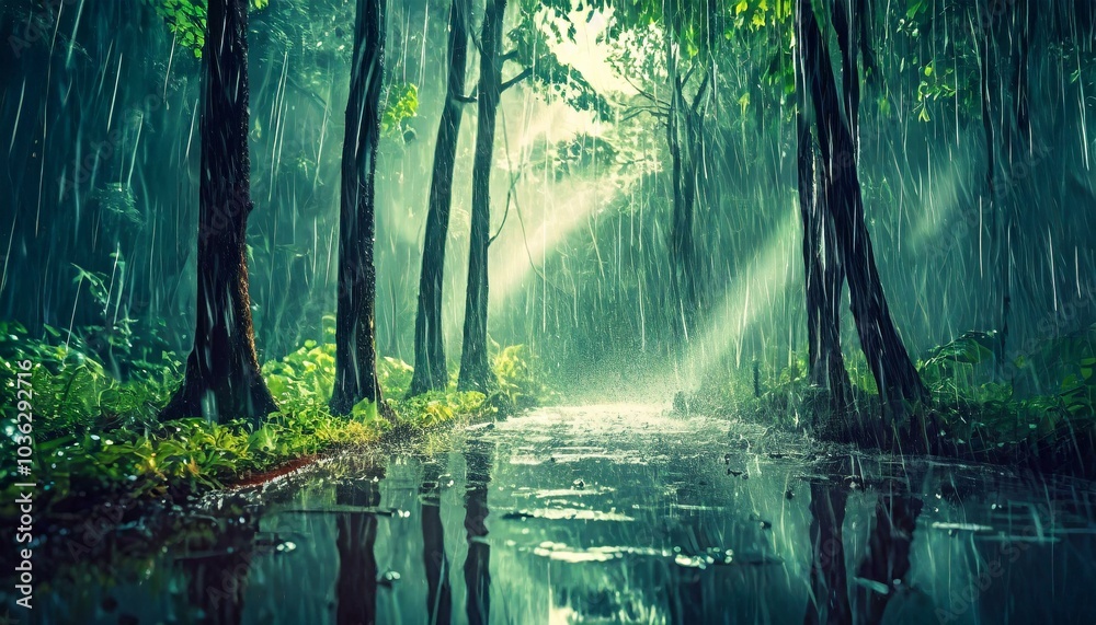 Obraz premium Rain landscape