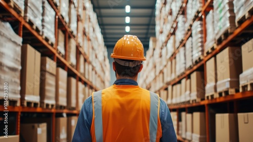 Warehouse worker overseeing inventory in a storage facility