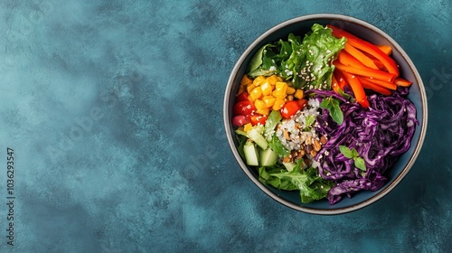 Colorful fresh salad bowl with vibrant vegetables