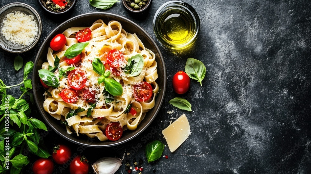 Delicious Fresh Fettuccine with Cherry Tomatoes and Basil Delicious Fresh Fettuccine with Cherry Tomatoes and Basil