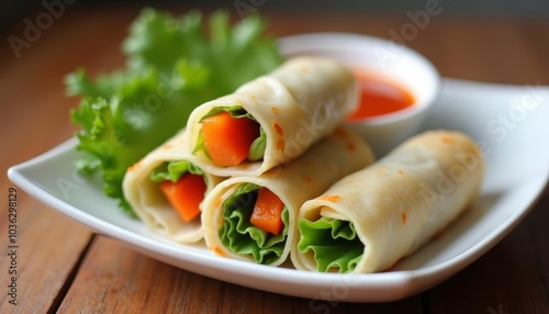  Fresh spring rolls with a tangy dipping sauce