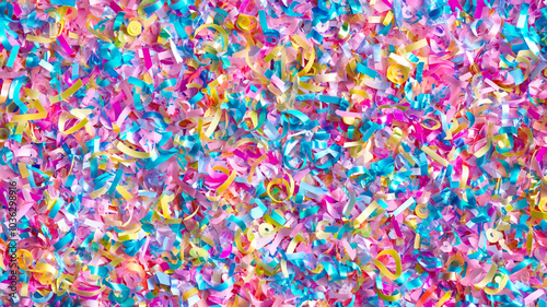 Colorful confetti scattered on the ground during New Year's Eve celebrations at midnight