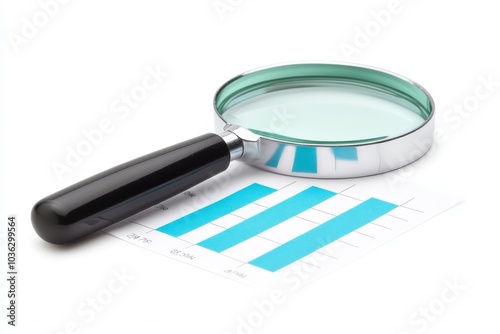 magnifying glass hovering over bar graph photo