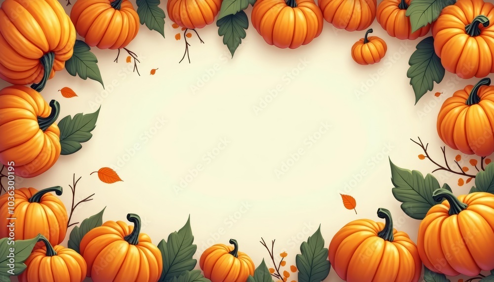  Autumn Glow  Pumpkins and Leaves