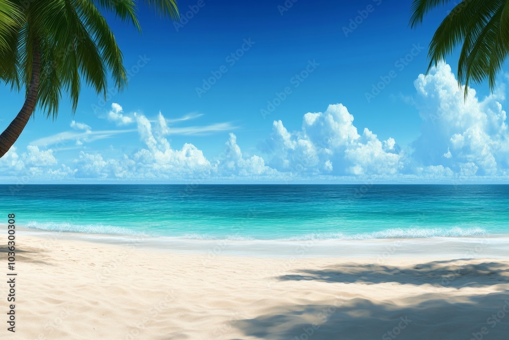 Environment, depicted in a tropical beach setting, with palm trees swaying and turquoise waters reflecting the sunlight Environment, depicted in a tropical beach setting, with palm trees swaying and turquoise waters reflecting the sunlight