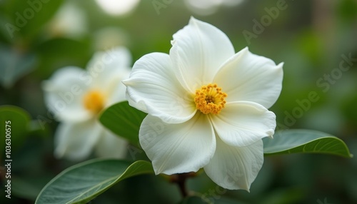  Elegance in bloom A pristine white flower in its natural glory