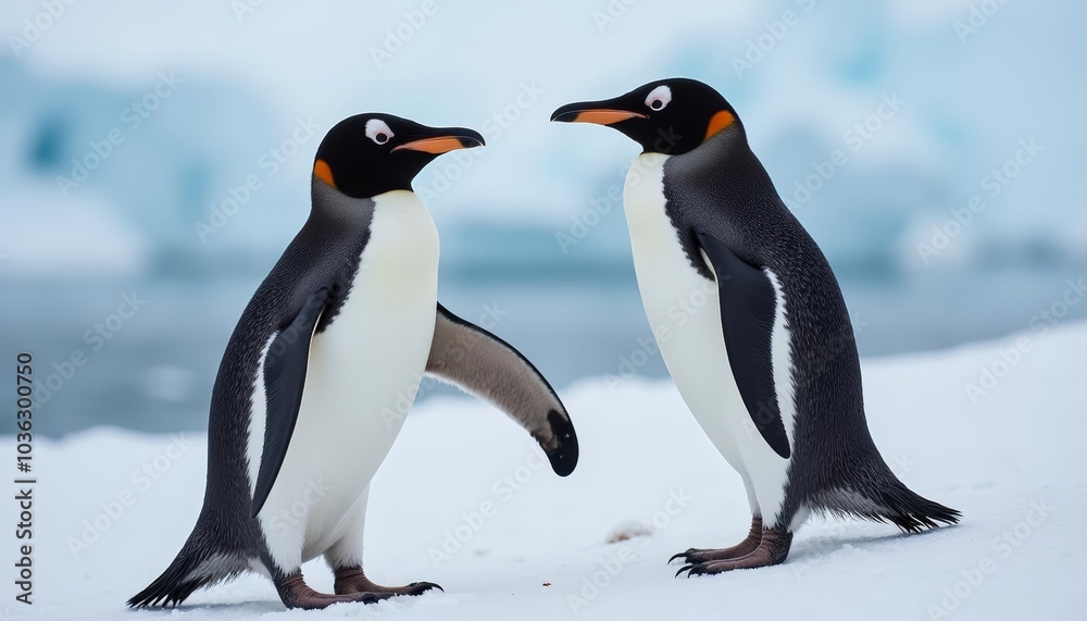 Fototapeta premium Friendly Penguin Encounter in the Antarctic