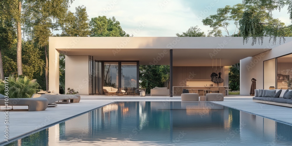 A stunning luxury modern villa featuring an inviting swimming pool and a beautifully designed outdoor lounge area, showcasing contemporary architecture and a luxurious lifestyle. A stunning luxury modern villa featuring an inviting swimming pool and a beautifully designed outdoor lounge area, showcasing contemporary architecture and a luxurious lifestyle.
