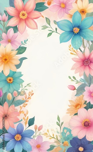 Wallpaper Mural frame with flowers Torontodigital.ca