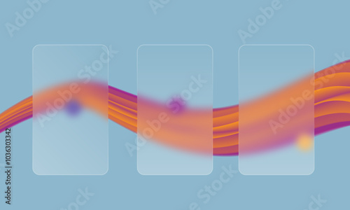 Abstract Digital Art Blue, Pink And Yellow Colors Glassmorphism