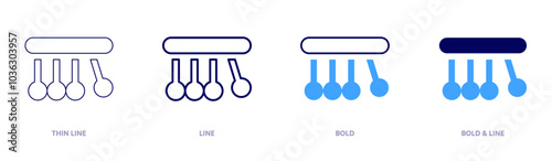 Pendulum animation icon in 4 different styles. Thin Line, Line, Bold, and Bold Line. Duotone style. Editable stroke