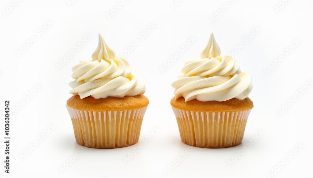 Deliciously tempting cupcakes with a creamy swirl of frosting Deliciously tempting cupcakes with a creamy swirl of frosting