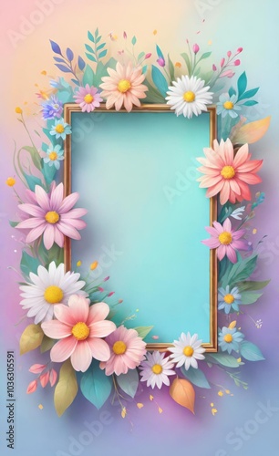 Wallpaper Mural frame with flowers Torontodigital.ca