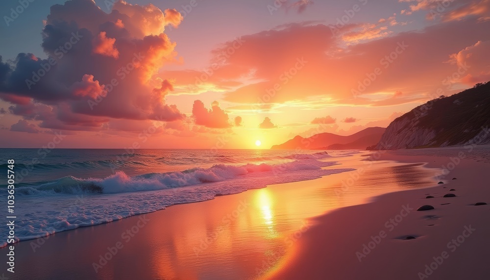 Sunset at the beach a serene end to the day Sunset at the beach a serene end to the day