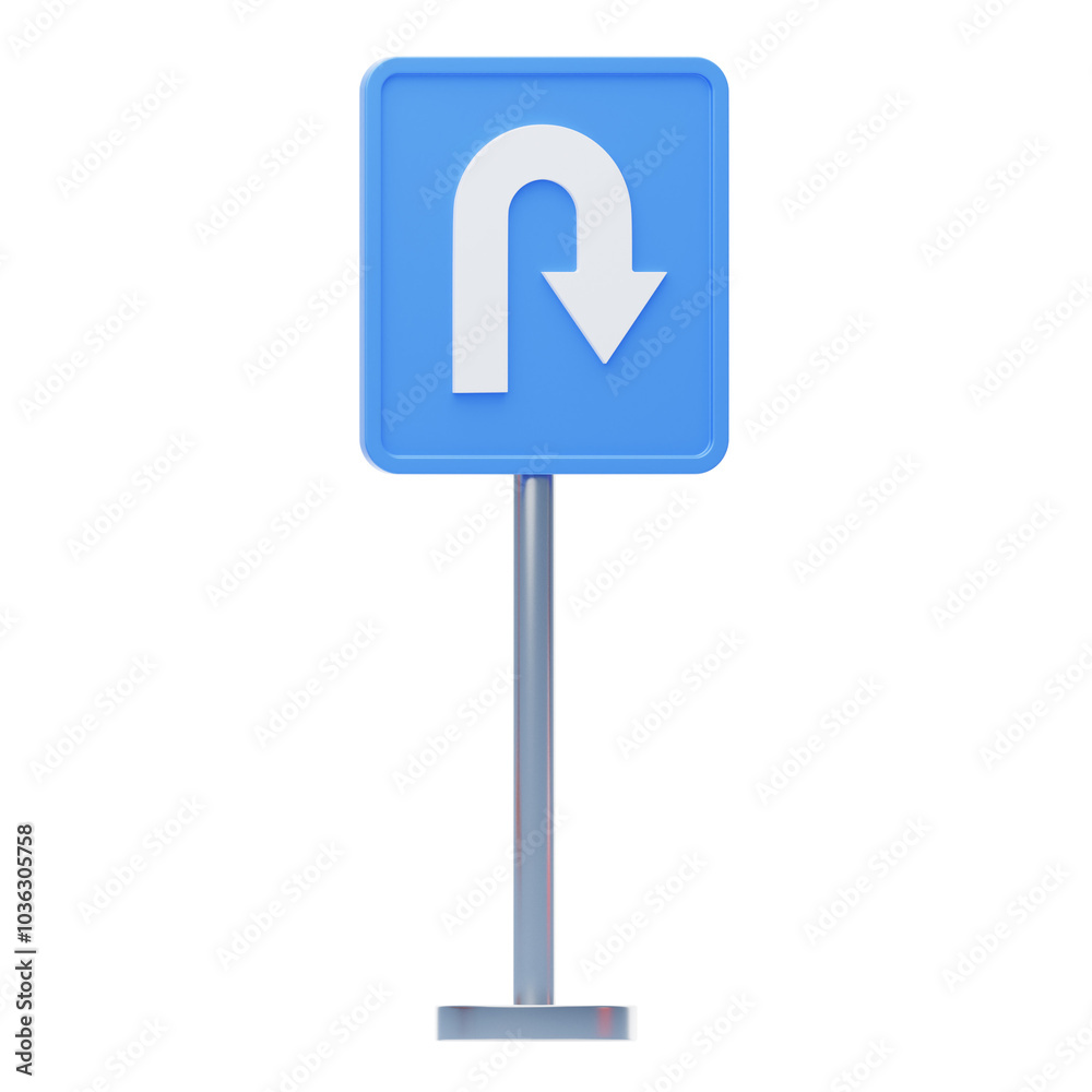 3D U-Turn Traffic Sign for Road Directions 3D U-Turn Traffic Sign for Road Directions