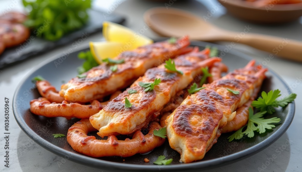 Deliciously grilled seafood ready to be savored Deliciously grilled seafood ready to be savored