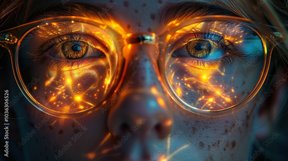 Close-up Portrait of a Woman with Glowing Eyes Close-up Portrait of a Woman with Glowing Eyes