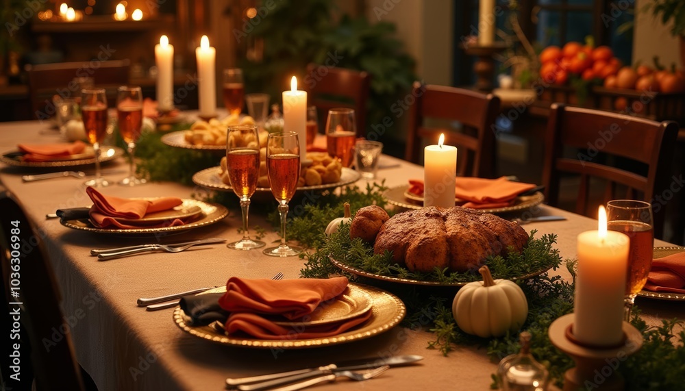 Fototapeta premium Elegant table setting for a festive gathering