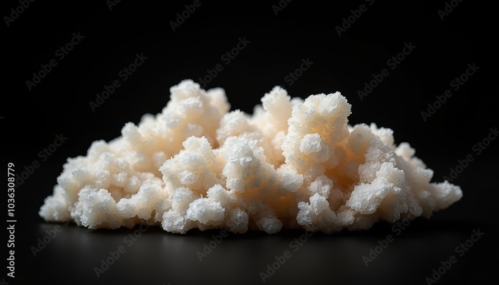 Textured white substance possibly a food or material with a closeup focus Textured white substance possibly a food or material with a closeup focus