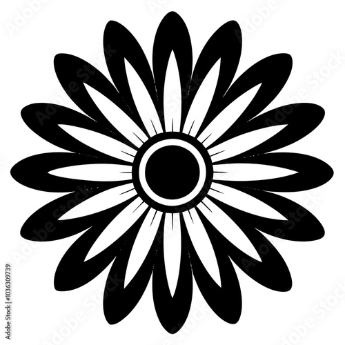 daisy flower silhouette vector on white background