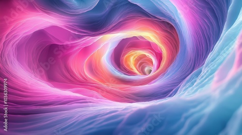 Swirling Luminous Abstract Tunnel Illustration