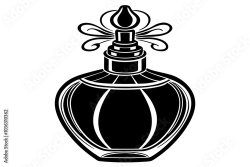 Silhouette perfume bottle black color illustration