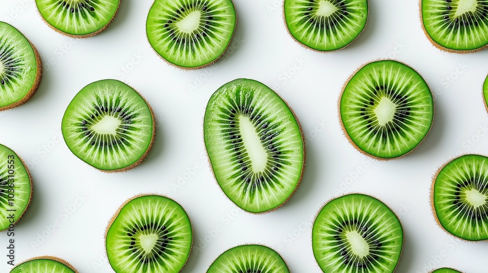 Fresh Cut Halves of Kiwi in Vibrant Green Color Fresh Cut Halves of Kiwi in Vibrant Green Color