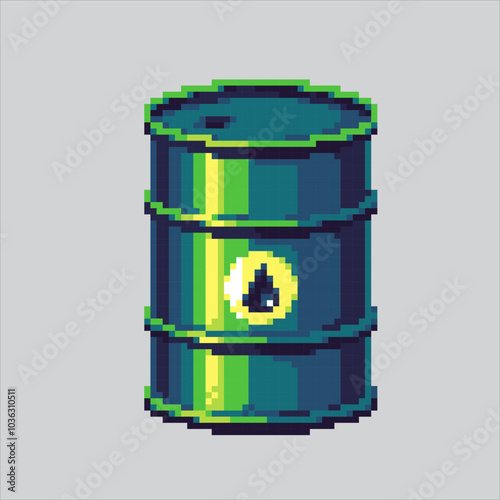 Pixel art illustration Oil Barrel. Pixelated Steel Barrel. Oil Steel Barrel pixelated for the pixel art game and icon for website and video game. old school retro.