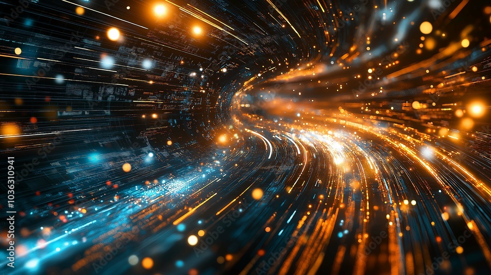 Futuristic Holographic Art with Dynamic Light Effects