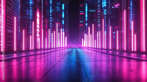 Futuristic Neon Equalizer in a Cyber Environment