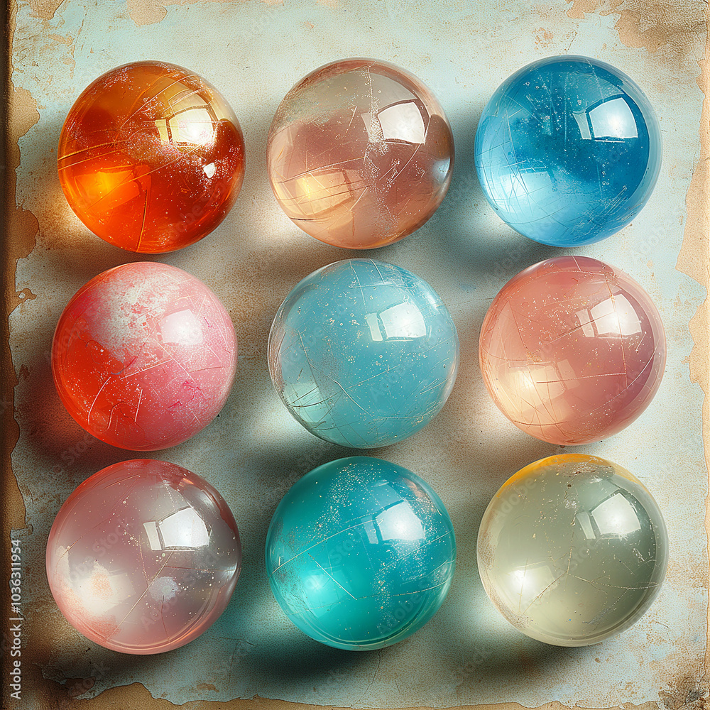 Glass marbles in pastel shades, soft and muted colors with light reflections, subtle transparency and soft highlights, perfect for delicate and calm backgrounds Glass marbles in pastel shades, soft and muted colors with light reflections, subtle transparency and soft highlights, perfect for delicate and calm backgrounds