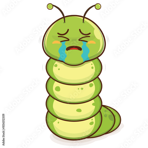 worm crying face cartoon cute