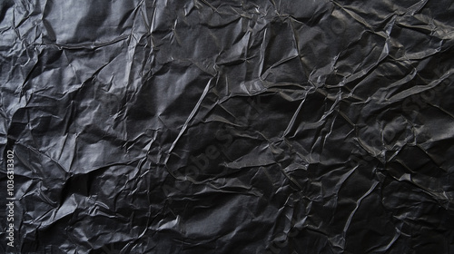 Black Crumpled Paper Texture Background