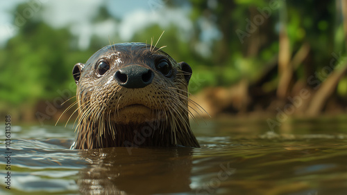 Giant Otter Beneath the Waters of the Amazon River