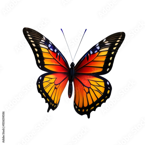 Colorful butterfly isolated on transparent background.