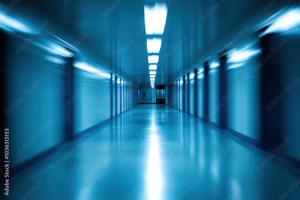 Urgency in law enforcement shown through a blurred interior view of police headquarters. Urgency in law enforcement shown through a blurred interior view of police headquarters.