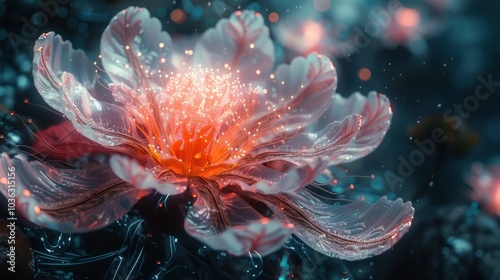 Digital Bloom: A Glowing Flower of Light