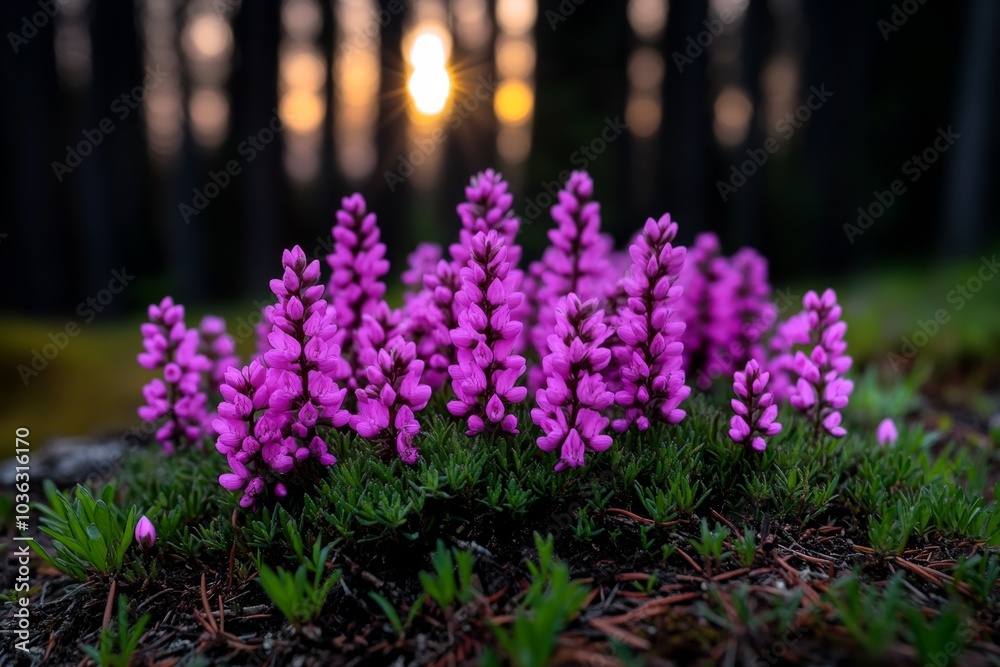 Obraz premium A patch of Epilobium Hirsutum in the wild, with its pink blossoms brightening a forest clearing