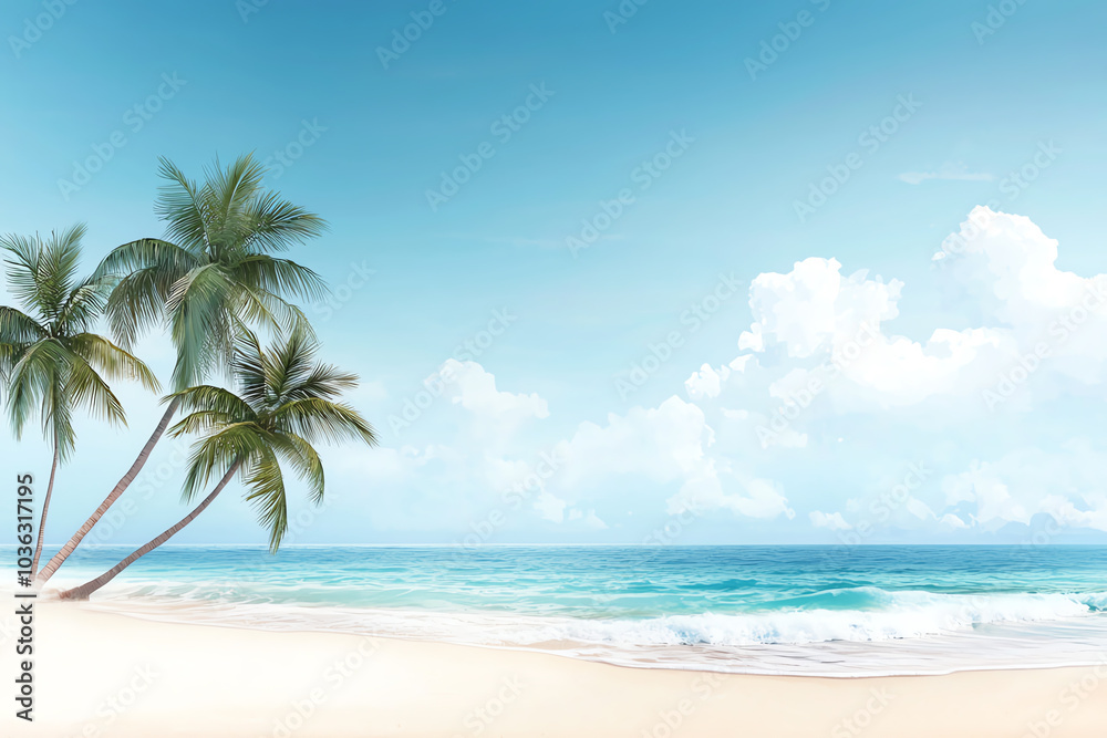 Serene tropical beach escape with palm trees and crystal clear waters for ultimate relaxation Serene tropical beach escape with palm trees and crystal clear waters for ultimate relaxation