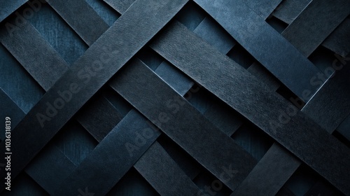 A close-up of woven dark blue strips creating a textured pattern.