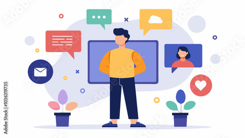 Refusing to compare oneself to others based on their perfectly curated social media feeds.. Vector illustration