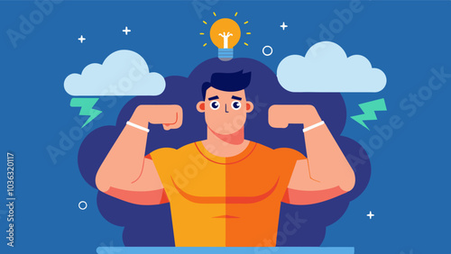 The man becoming distant and emotionally unavailable as his obsession with building muscle consumes his thoughts and actions.. Vector illustration