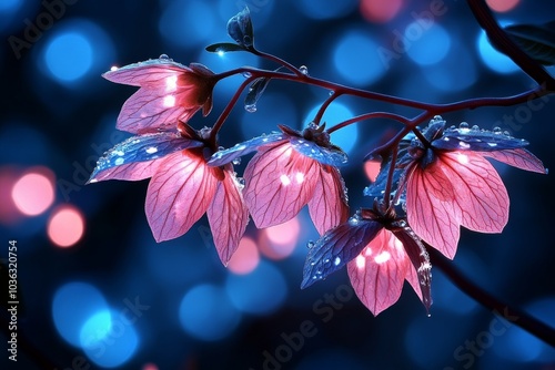 Epilobium Hirsutum flowers growing in an enchanted meadow, their petals shimmering with a soft, otherworldly light