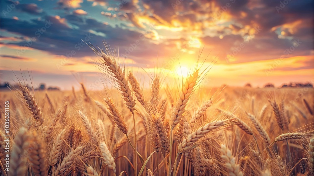 Golden Wheat Stalks Swaying Gently in a Field Bathed in the Warm Glow of a Setting Sun Golden Wheat Stalks Swaying Gently in a Field Bathed in the Warm Glow of a Setting Sun