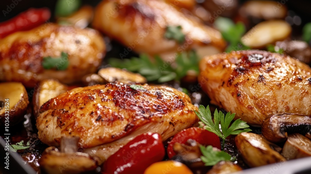 Roasted Chicken Breast with Mushrooms and Peppers Roasted Chicken Breast with Mushrooms and Peppers