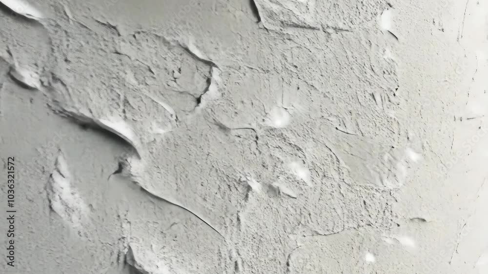 A close-up view of a textured, white wall with irregular lines and shapes