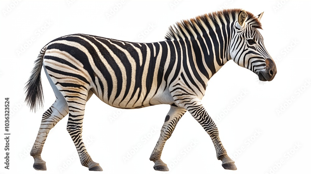Fototapeta premium a zebra walking across a white background